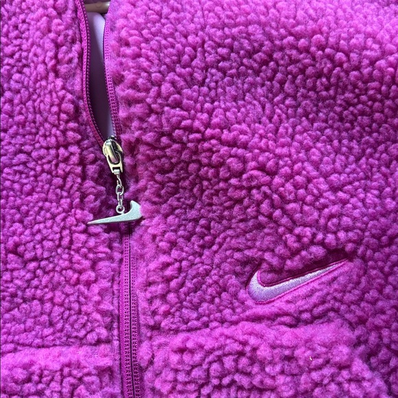 Nike Size M Pink Women's Sherpa Active Swoosh Cropped Zip Jacket DM1763-010 - Picture 5 of 8